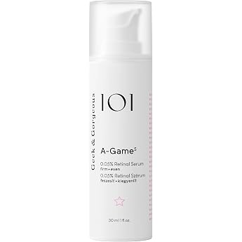 Geek & Gorgeous A-Game 5 - Lightweight Serum with 0.05% Retinal - Reduces Wrinkles & Blemishes - Anti-Aging Face Care for Al