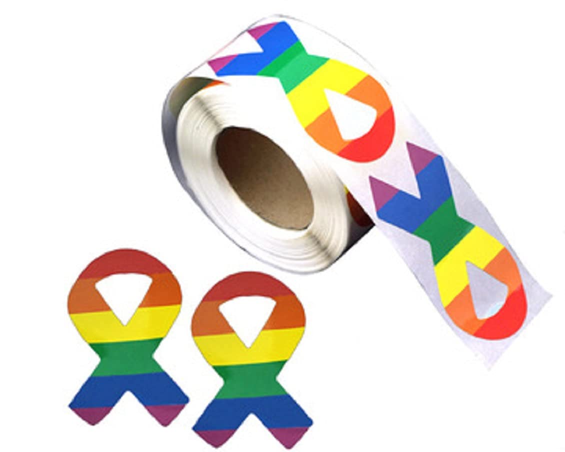 Autocollants arc-en-ciel LGBT+ en rouleau de 250 pièces pour décoration de fête et enveloppes