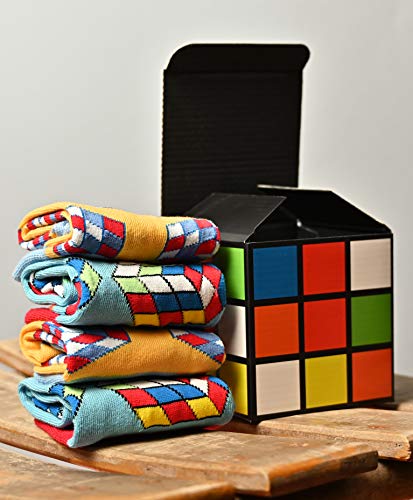 Creasocks Grappige Sokken voor mannen, vrouwen, nieuwigheid, Funky, Quirky, kleurrijke Silly Rubiks sokken voor geschenken, katoen, cadeaus voor unieke patronen oneven sokken 2 paar uniseks - Afbeelding 7