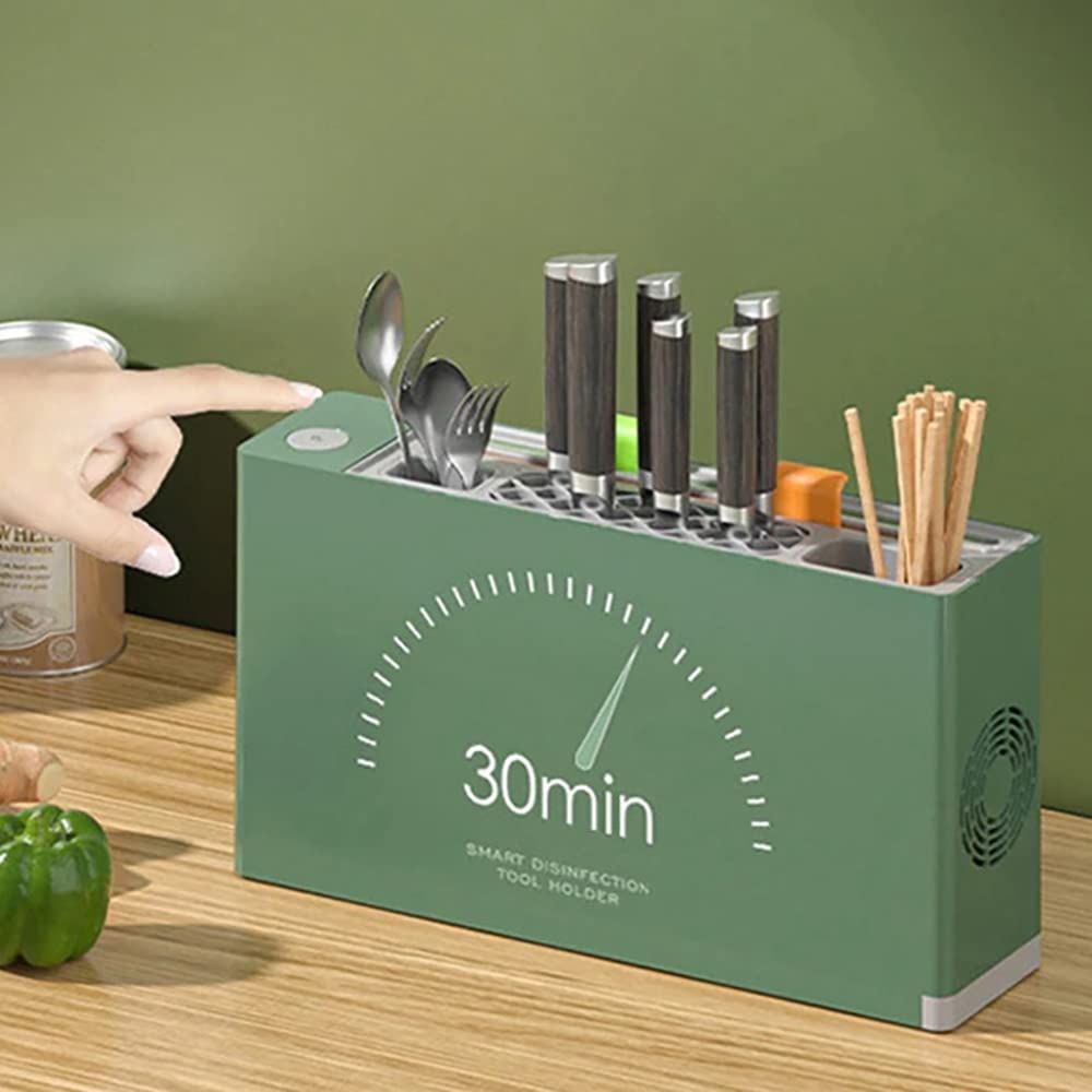 UV Desinfecting Chopstick Cuchillo Desinfección Almacenamiento Holder con Dos Tabla de Cortar Cocina -A