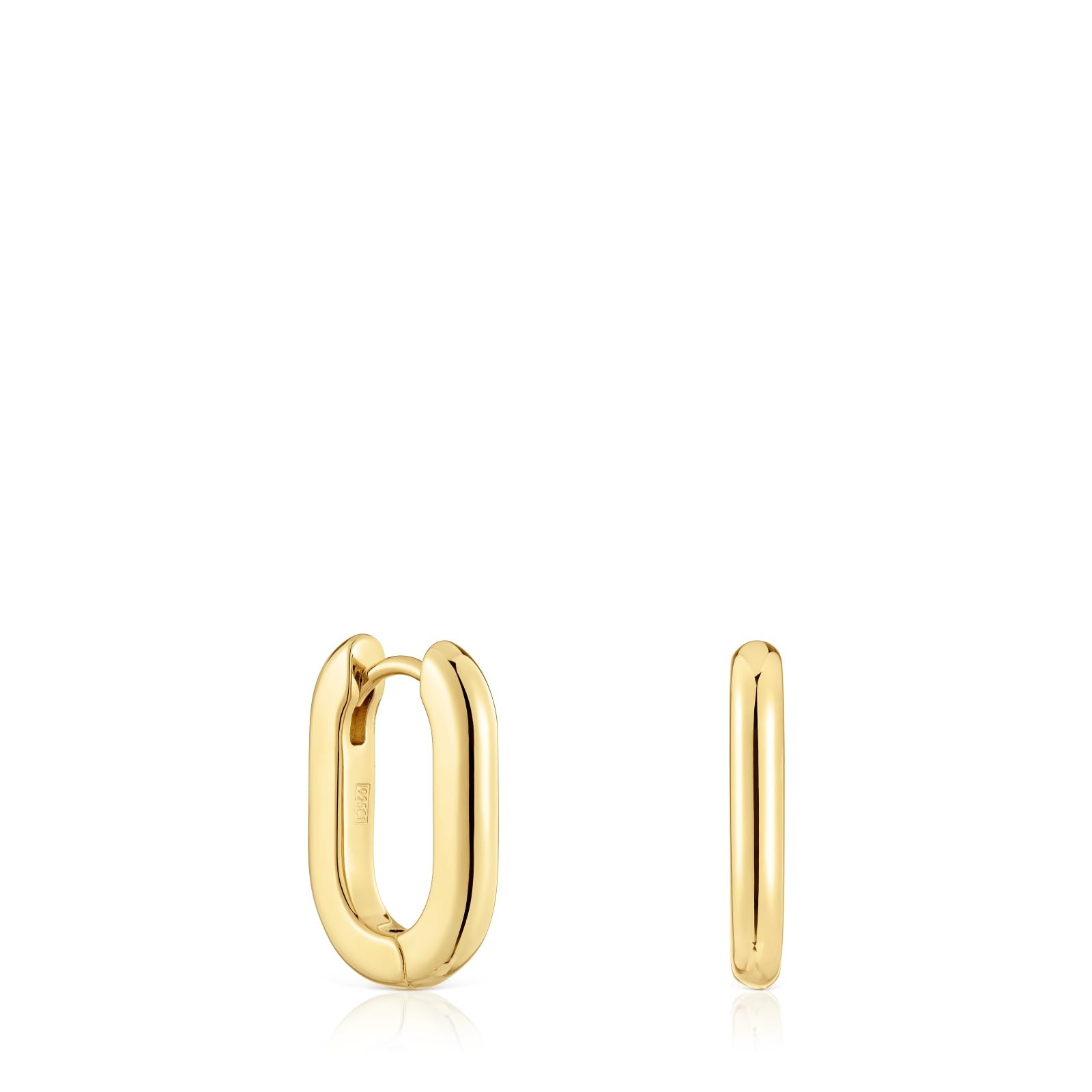 TOUS Pendientes Aro Cortos para Mujer con Baño de Oro 18 Kt sobre Plata de Primera Ley, 2 mm, Colección Basics