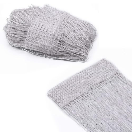 DALAETUS 2 Pcs Glitter String Curtain Panel Set, 100 x 200 CM Decorative Door Curtain, Tassel Ribbon Strip Silver Screen, Room Divider for Living Room, Bedroom, Party (White) - Image 4