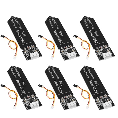 Bodenfeuchtesensor RUIZHI 5 Stück Feuchtigkeitssensor Garten Bodenfeuchtesensor Bodentemperatur Sensormodul mit Kabel DC 3.3-5.5V kapazitiv Sensor kompatibel mit Arduino