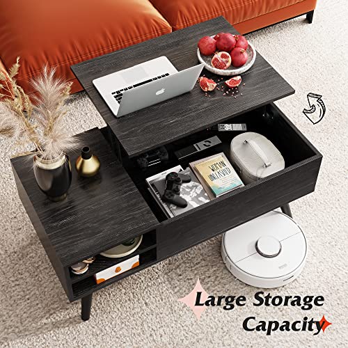 image for WLIVE Wood Lift Top Coffee Table with Hidden Compartment and Adjustabl