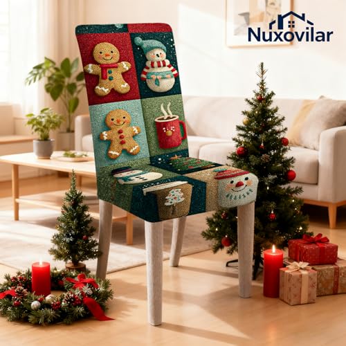 Image of Nuxovilar 6 Pack Snowman Stretch Chair Slipcovers