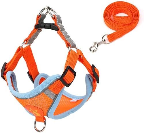 Pet Dog Harness Reflective Anti-Break-Off Vest-Style Leash, Color: Mesh Orange(S)