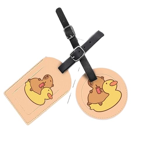 カピバラ 荷物タグ ネームタグ ラゲージタグ ラゲッジタグ 荷物ラベル バッグタグ スーツケースタグ ネームラベル スーツケース バッグ用 名刺ホルダー 出張用タグ ラベルカード 旅行用品 出張,2