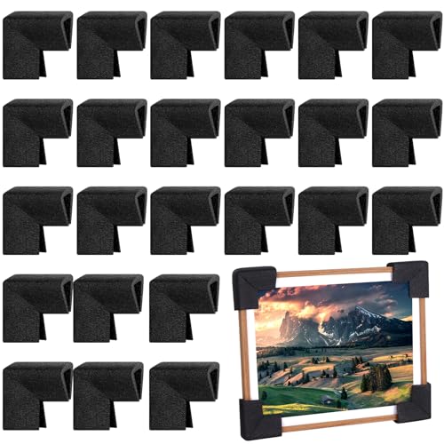Image of 24Pcs Photo Mirror TV Frame Edge Protection Corners - Shipping Moving Corner Protector - Black