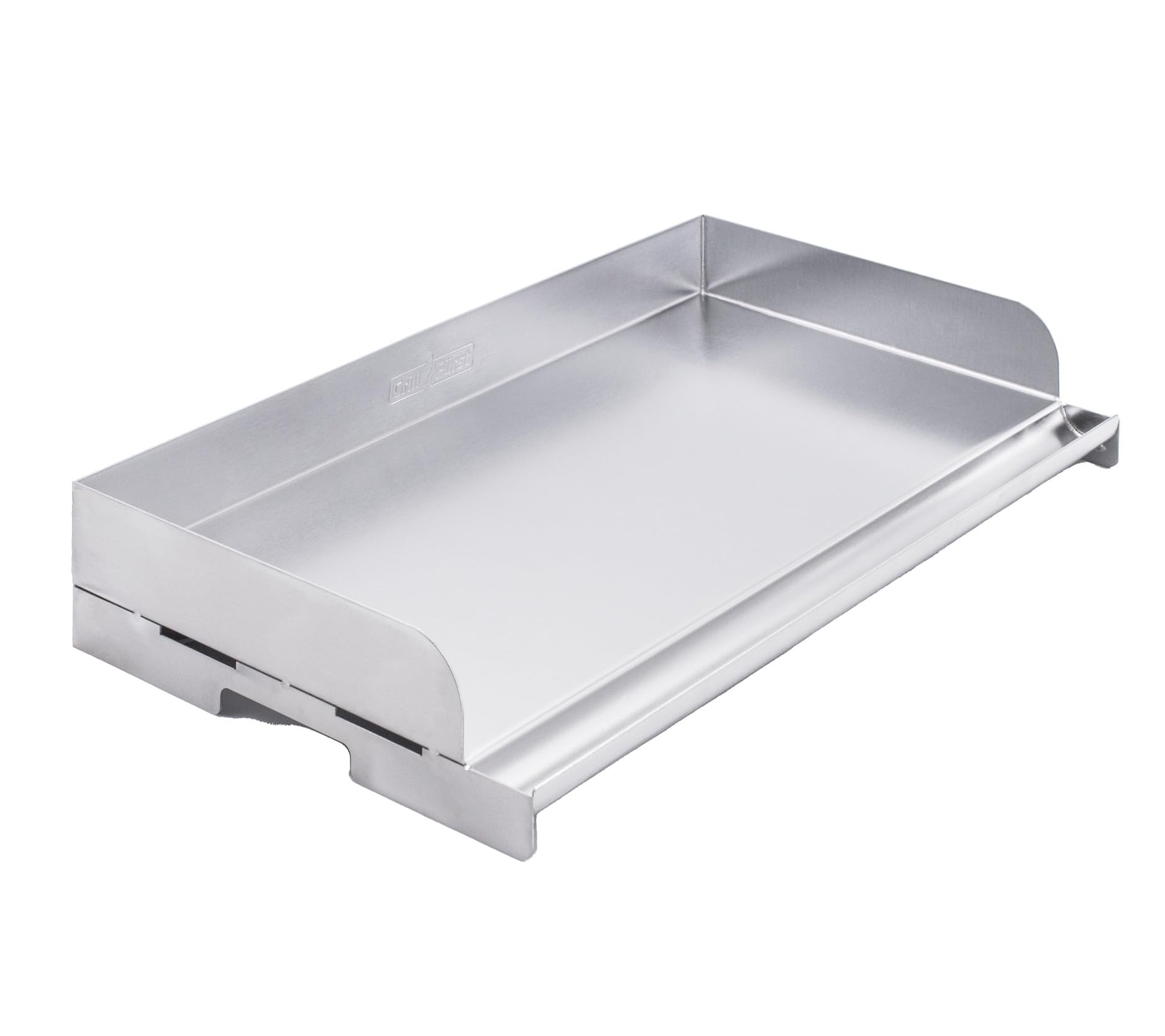 Grillfürst Universal Edelstahl Plancha - Teppanyaki Pfanne aus Edelstahl, Grillplatte mit 5 cm Anschlag-Kante für Fisch, Gemüse und Fleisch, 50 x 28 cm