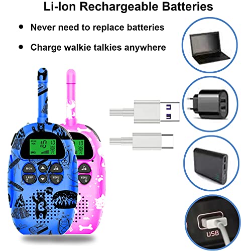 Kidz-Adventure Rechargeable 2Pk Walkie Talkies For Kids With Cute Cases | Kids Walkie Talkies 2 Pack Designed In Usa | Long Range Communication, 22 Channels, Voice Activation | Toy Gift For Kids #TOP2