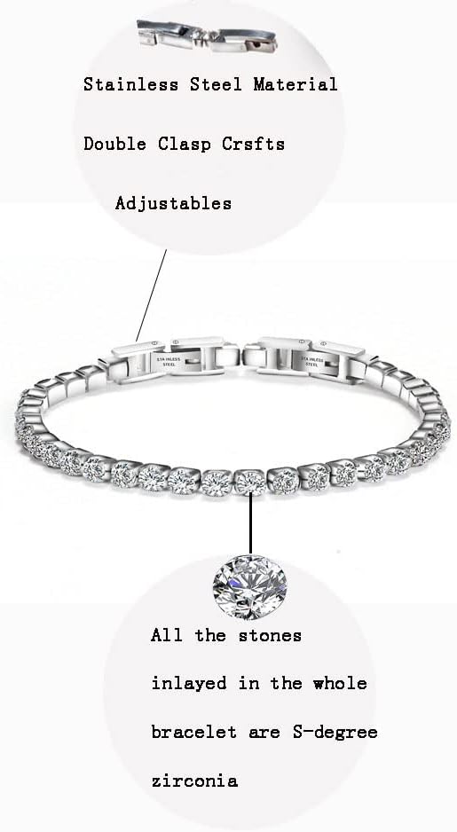 Tennis Bracelet Titanium Steel Bracelet Ladies Bracelet Double Buckle Adjustable AAA Cubic Zirconia