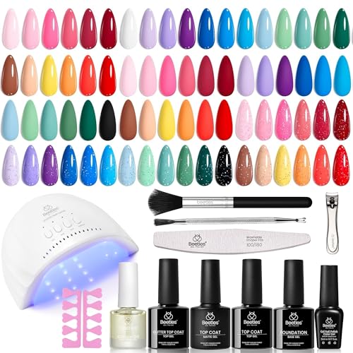 Image of Beetles 37Pcs Gel Nail Polish Kit with Uv Light -25 Colors Gel Polish Set Pink Red Blue Purple Pastel Energetic Moves Manicure Kits for Beginners Nails Salon Manicure Tools Gifts for Women Girls