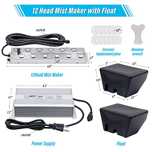 Khearpsl FOGGER 12 Heads Ultrasonic Fogger Pond Mister Fogger Atomizer Air Mist Humidifier For Water Fountain Pond Rockery Halloween Decoration thumb #2