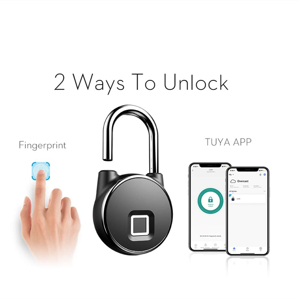 Buyter APP Bluetooth Rechargeable Smart Touch Étanche Reconnaissance d'empreintes digitales Cadenas sans clé de sécurité (Empreinte Digitale +APP)