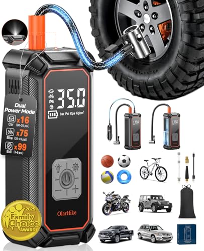 OlarHike Cordless Tire Inflator Portable Air Compressor, 150PSI Dual Power -...