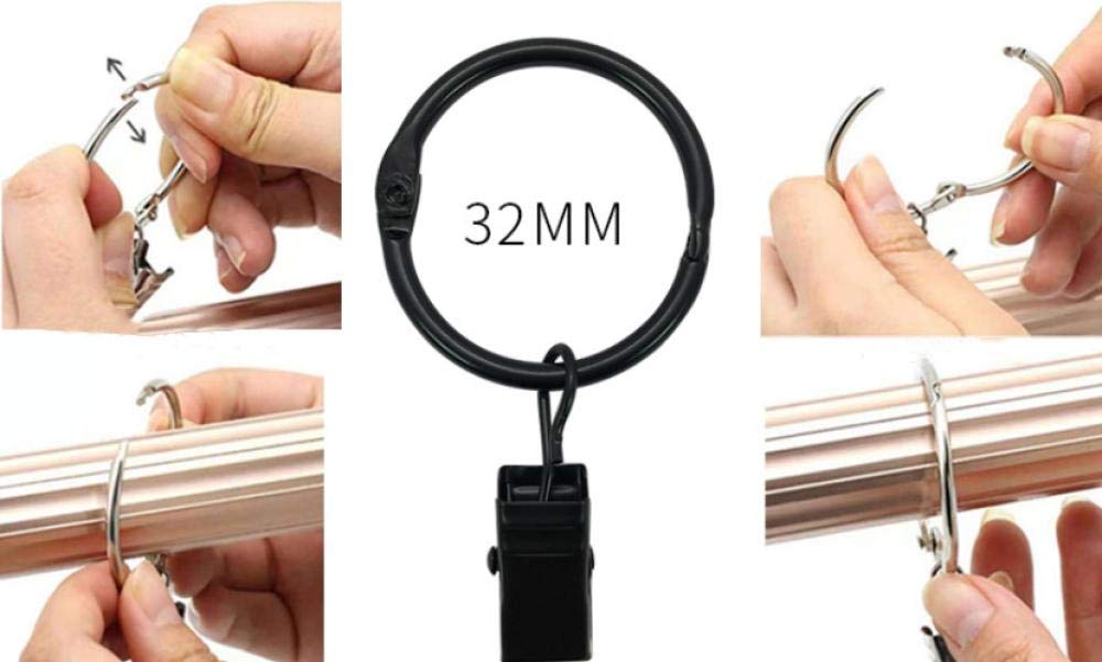 ACiyD Lot de 20 Pinces à Rideaux, Clips Noirs pour Tringle à Rideau, avec Clip Solide antirouille, Ouverture et Fermeture faciles.
