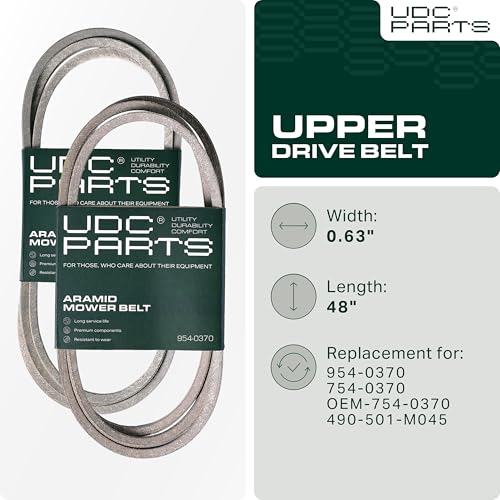 Image of UDC Parts 754-0370 Upper Drive Belt Replacement for MTD 954-0370 OEM-754-0370 490-501-M045 Troy Bilt Yard Man White Outdoor Lawn Tractors /Aramid Cord / 48.00 inches