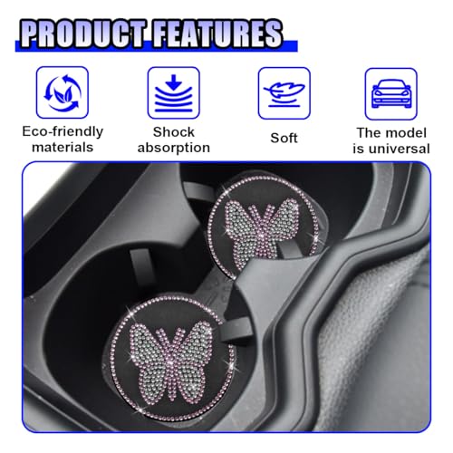 2PCS Bling Butterfly Coaster para portavasos de coche miniatura 4