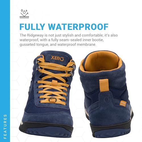 Xero Shoes Bota feminina Ridgeway impermeável para caminhada – Ultraleve, bota sem queda, Insígnia a