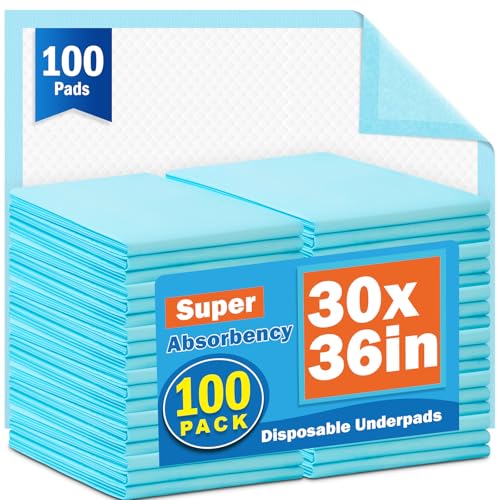 VISRIE 100Pcs 30 x 36Bed Pads Disposable Adult Incontinence Bed Pads Super Absorbency Chucks Pads Disposable Chucks Underpads Extra Large Pee Pads for Adults Pets & Kids Puppy Training Pads