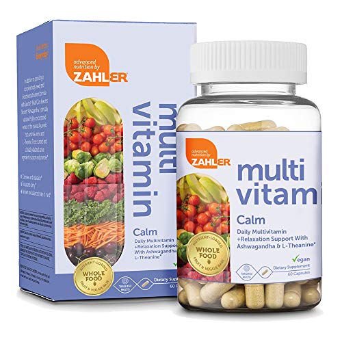 Zahler Multivitamin Calm, Daily Multivitamin +Relaxation Support, Multivitamin for Women and Men with Iron, Certified Kosher, 60 Capsules