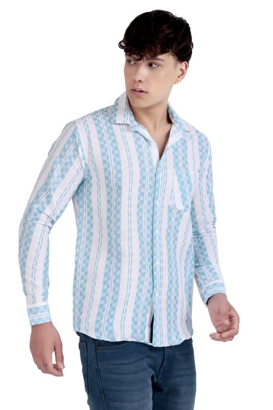 Image of Men's Khadie Cotton Long Sleeves Striped Casual Shirt