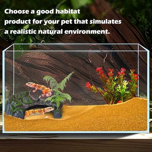 Image of Resin Reptile Hide Cave,Leopard Gecko Cave Hideout Reptiles Habitat Tree Stump Decor Lizard Tank Climbing Ramp Basking Platform Accessories for Gecko Hermit Crab Small Turtle Frog Spider Scorpion
