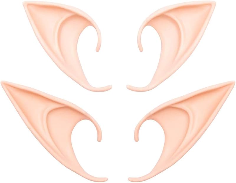 GREAT&LUCKY Orejas de elfo de hada Pixie para cosplay, puntas puntiagudas suaves, accesorios de disfraces de fiesta de anime para fiesta de Navidad de Halloween, 2 pares