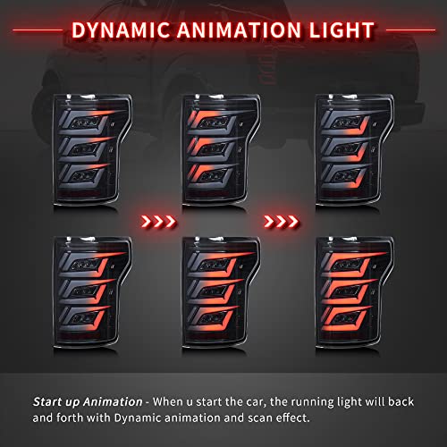 Vland Led Smoked Tail Lights Compatible For [Ford F150 Pickup 2015-2020] W/Red Turn Signals, Just Fit The Factory Halogen Lights, (Not Fit A 2019 Xlt/Lariat & Blind Model & Factory Led Lamp) #TOP2