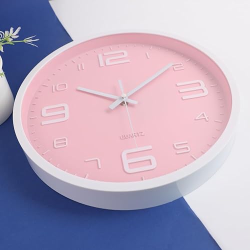 Miniatura 5 de Rysunle Reloj de pared con números 3D, 12 pulgadas, silencioso, sin tictac, decoración de interiores, funciona con pilas, diseño moderno, fácil de