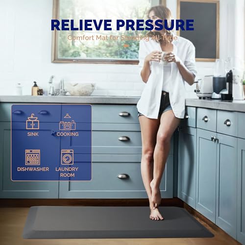 Image of FEATOL Anti Fatigue Mat for Standing, 9 /10 Extra Thick Ergonomic Standing Desk Mat, Comfort Memory Foam Standing Mat at Home,Office All Day (20 inch x 59 inch, Grey, 1PC)