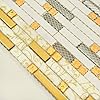 Hominter Metallic Glass Tile Luxury Gold Linear Interlocking Elegant Floral Pattern Accents Mosaic for Kitchen Backsplash Bathroom Wall and Fireplace Decor (6 Square Feet) #3