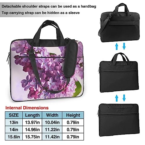 Maletín portátil con diseño flores moradas 13 pulgadas miniatura 3