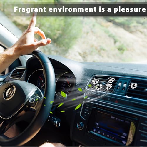 Image of 6 PCS Heart Air Vent Clips, Cow Print Heart Car Air Fresheners Vent Clips Funny Car Diffuser Vent Clips Car Interior Decor Charm for Women Automotive
