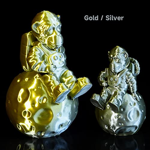 Image of Gratkit Silk Dual Color PLA Filament, Coextrusion PLA Filament 1.75mm, + /-0.03mm, 1KG /Roll, Silk PLA Gold & Silver