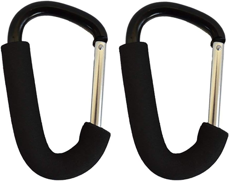 Large Clips for Prams, Pushchairs, Shopping Trolleys - Secure Hooks Black
