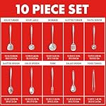 Emeril Lagasse 10-Piece Stainless Steel Utensil Set – Premium 304 Mirror Finish Cooking Tools with Hanging Loops – Heat Resistant, Dishwasher Safe Kitchen Gadgets for Nonstick Cookware - Image 3