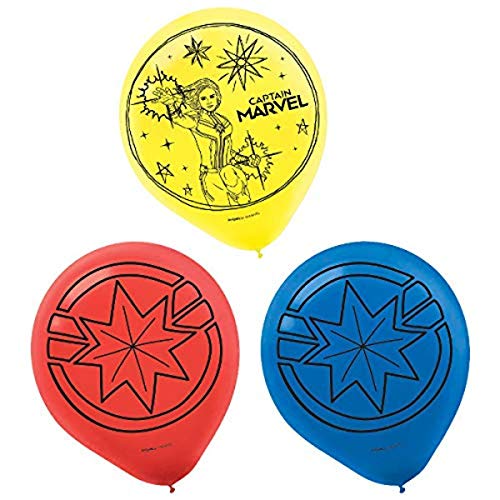 Ballons Captain Marvel Amscan de 30,5 cm en latex multicolore pour fête | Lot de 6