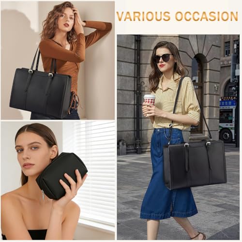 Image of PALAY Tote Bag for Woman 15.6 inches Laptop Tote Bags PU Leather Business Briefcase Shoulder Bag Commuting Handbag Crossbody Bags for Women