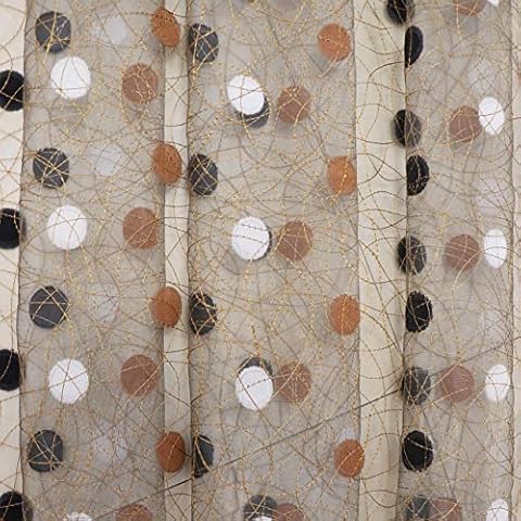 Slow Soul Set of 2 Panels Classical Polka Dots Embroidered Sheer Curtains for Living Room Bedroom Dining Room Curtains & Drapes High-end Curtain with Rod Pocket Coffee Chocolate Tulle 52W X 96L inch Cover