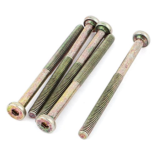 uxcell M6x80mm Threaded Hexagon Socket Head Cap Screws Bolts Bronze Tone 5pcs