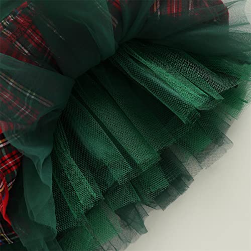 Toddler Christmas Dress Baby Girl Red Plaid Dresses And Green Tutu Xmas Outfit With Ruffle Princess Bowknot (Vintage Red Green,2-3T) #TOP5