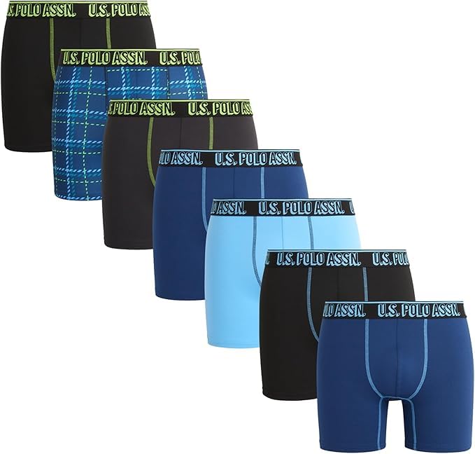 U.S. Polo Assn. Mens Boxer Briefs - 7/14 Pack Super Soft Mens Underwear - Moisture Wicking Performance Boxers for Men (S-XL)