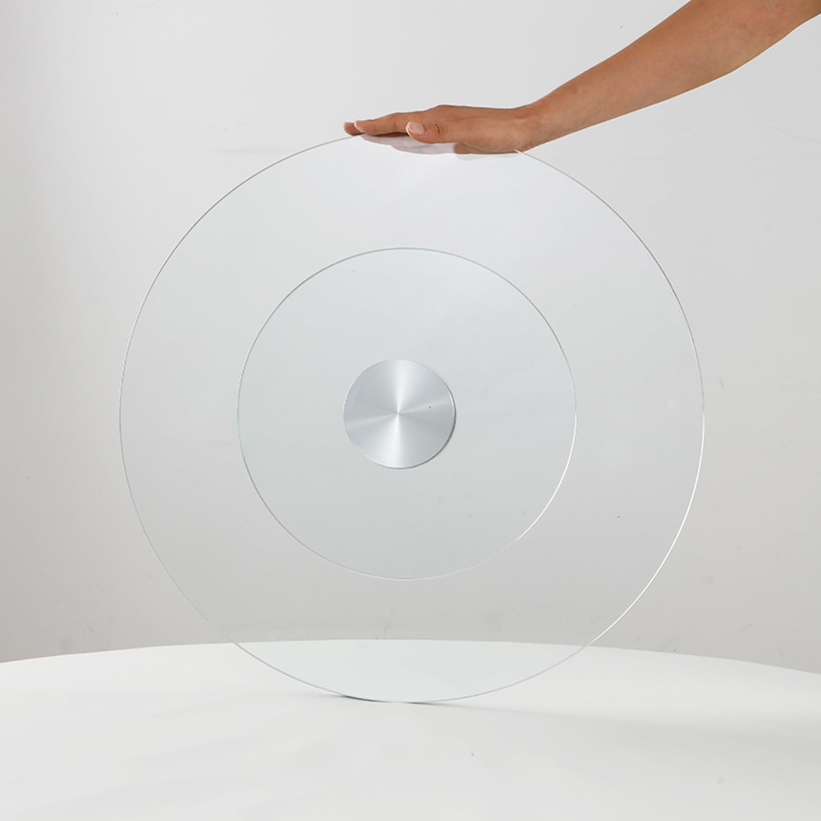 Plateau Verre Rond Plateau Tournant Salle A Manger Plateau Tournant en Verre Trempé en Verre De Verre Paresseux Susan pour Table À Manger Plaque De Service Table (Color : Transparent, Size : Ø 90cm/
