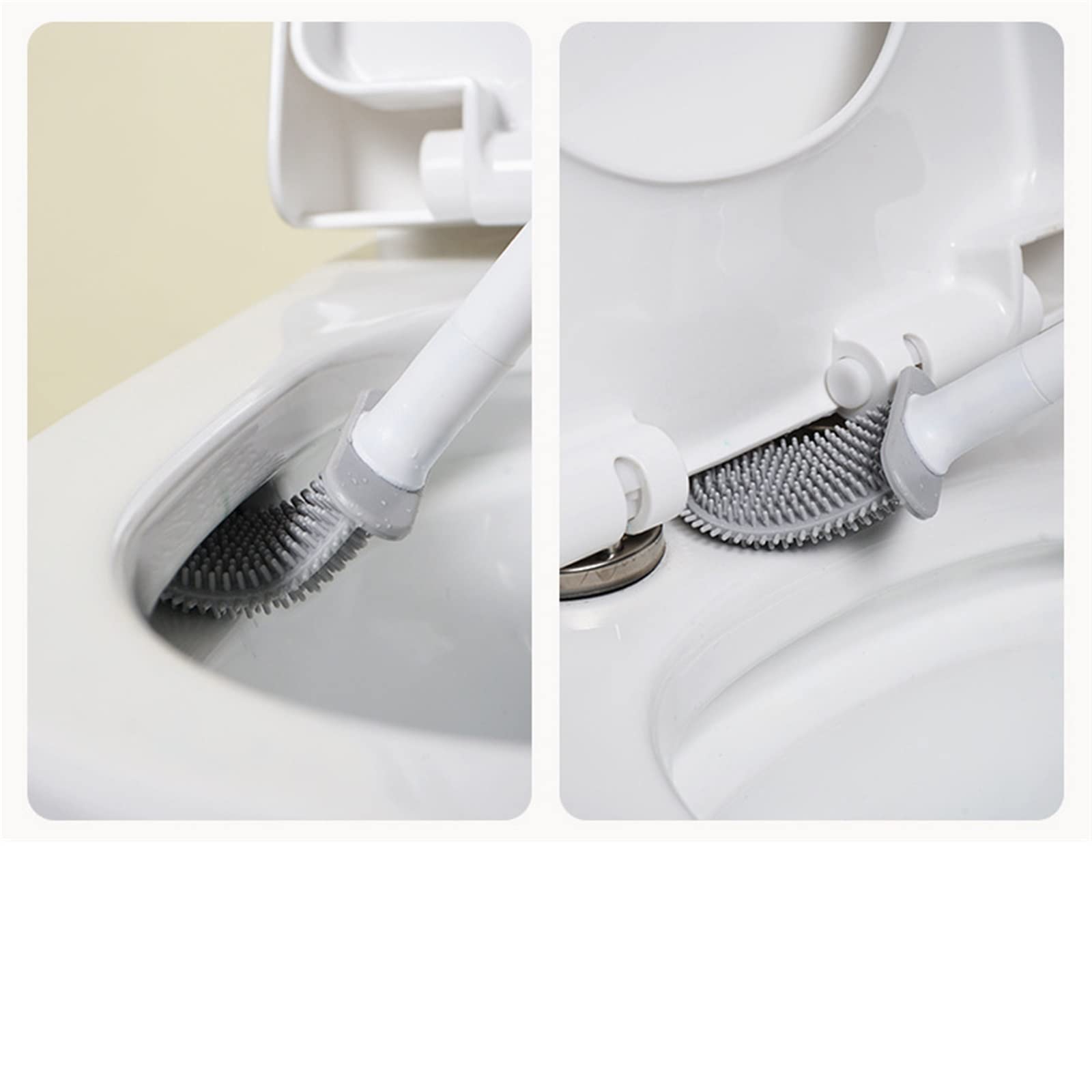 Scopino per WC Detergente per WC in Silicone Scopino per WC Spazzola per Pulizia WC Spazzola a setole morbide Flessibili a Testa Piatta con Supporto