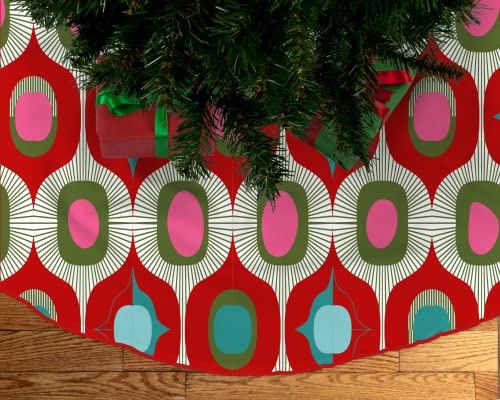 Christmas Tree Skirt Mid Century Modern Mcm Geometric Red By Remod Retro Vintage Style #TOP2