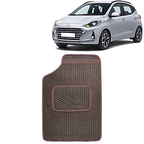 Image of Kingsway Dotted Design Car Floor Foot Mats Universal Fit for Hyundai Grand I10 Nios, Model Year : 2019 Onwards, Water and Dustproof, Color Brown, Set of 5 Pieces