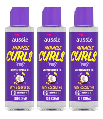 Aussie Miracle Curls Moisturizing Oil Hair Treatment With Coconut Oil 3.2 Fl oz (Pack of 3)