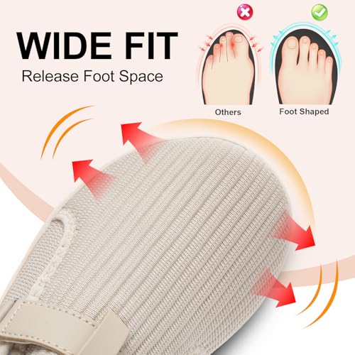 Image of Spesoul Wide Womens Walking Shoes Adjustable Diabetic Shoes Breathable Zero Drop Barefoot Shoe Neuropathy Edema Nursing Shoe Wide Width Sneakers