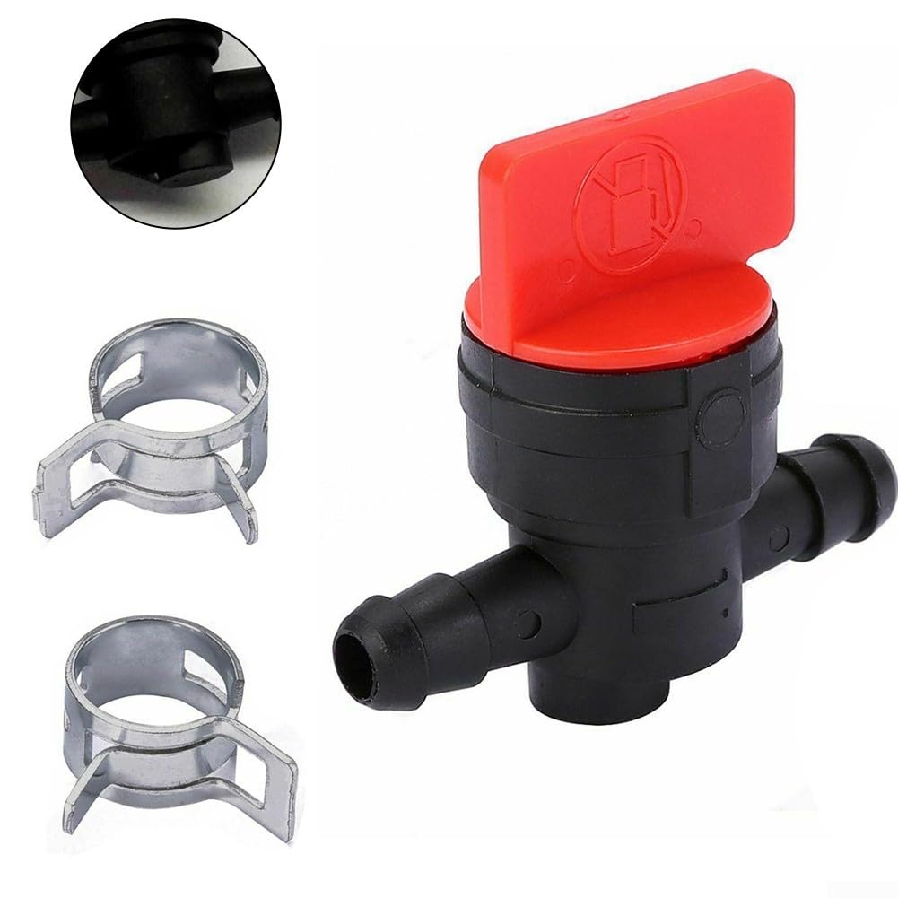 Rubinetto per benzina con 2 morsetti per tubo da 6-8 mm di diametro, valvola di arresto del carburante per gasolio, accessori per attrezzi da giardino, design leggero a bassa usura, altezza 42 mm